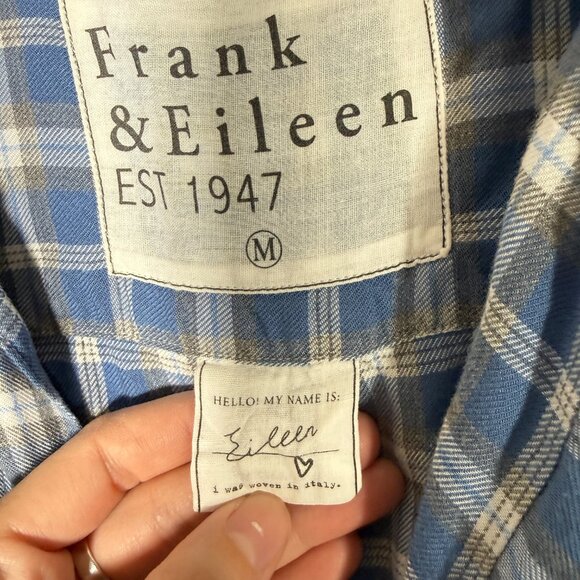 Frank & Eileen "Eileen" Button Down Shirt Blue White Plaid Modal Everyday M - Picture 3 of 8
